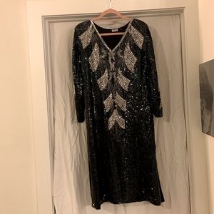 Size 8 - Vintage Dress - 80s Beaded Silk Cocktail Dress
